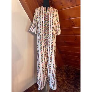 Vintage 70s Striped Rainbow Maxi Kaftan Bell Sleeves David Brown California sz M
